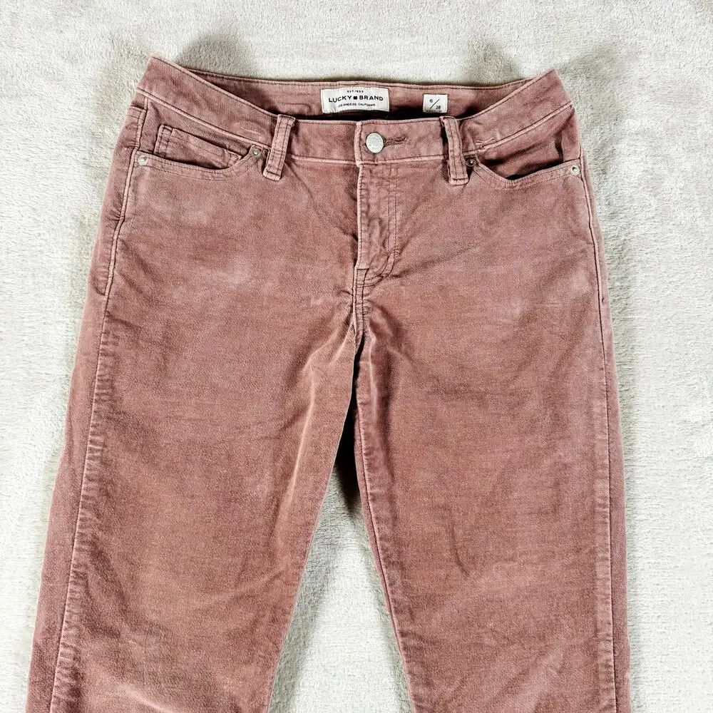 Lucky Brand Straight Leg Corduroy Pants in Dusty Rose
